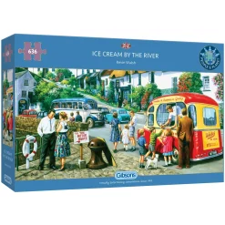 Gibsons Ice Cream by the River 636 Piece Panoramic Jigsaw Puzzle Clearance